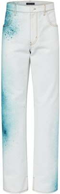 LOUIS VUITTON White Logo Printed Washed Loose Straight Jeans. 1AATIL Order LOUIS VUITTON White Logo Printed Washed Loose Straight Jeans. 1AATIL