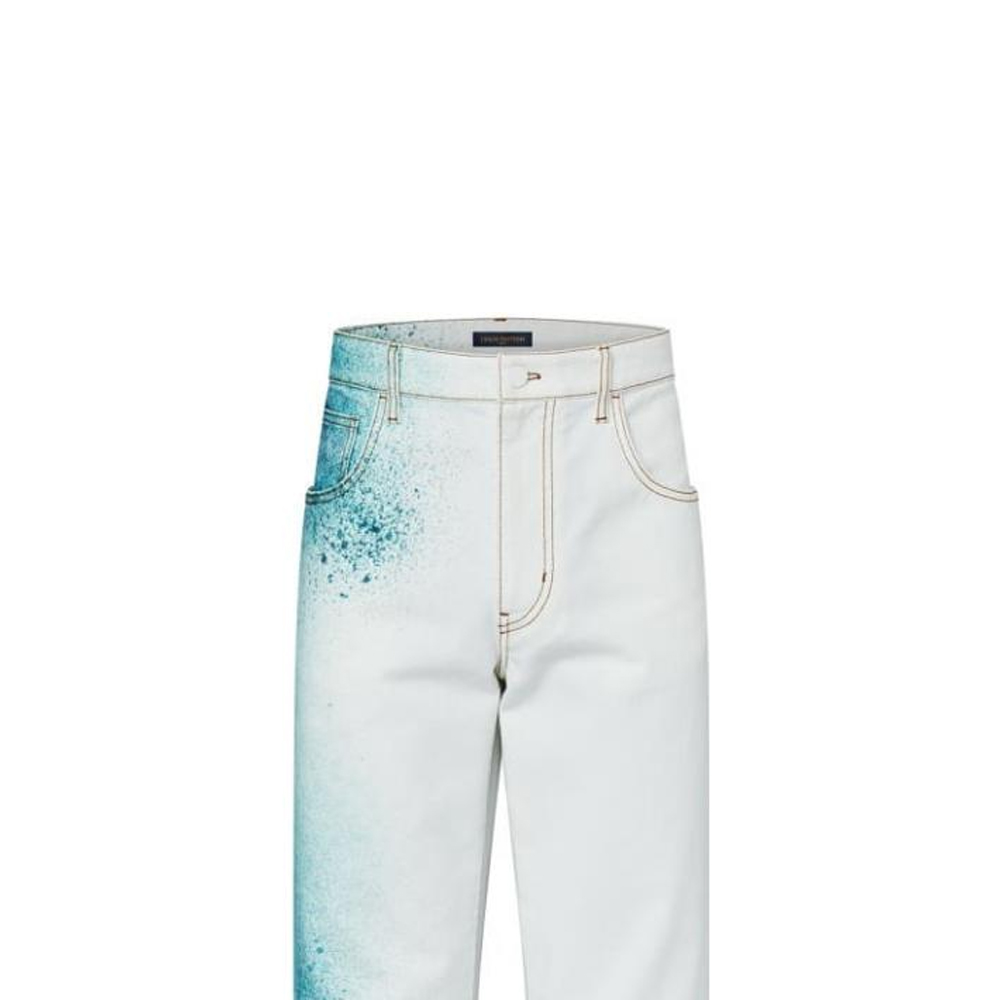 Details for LOUIS VUITTON  White Logo Printed Washed Loose Straight Jeans. 1AATIL