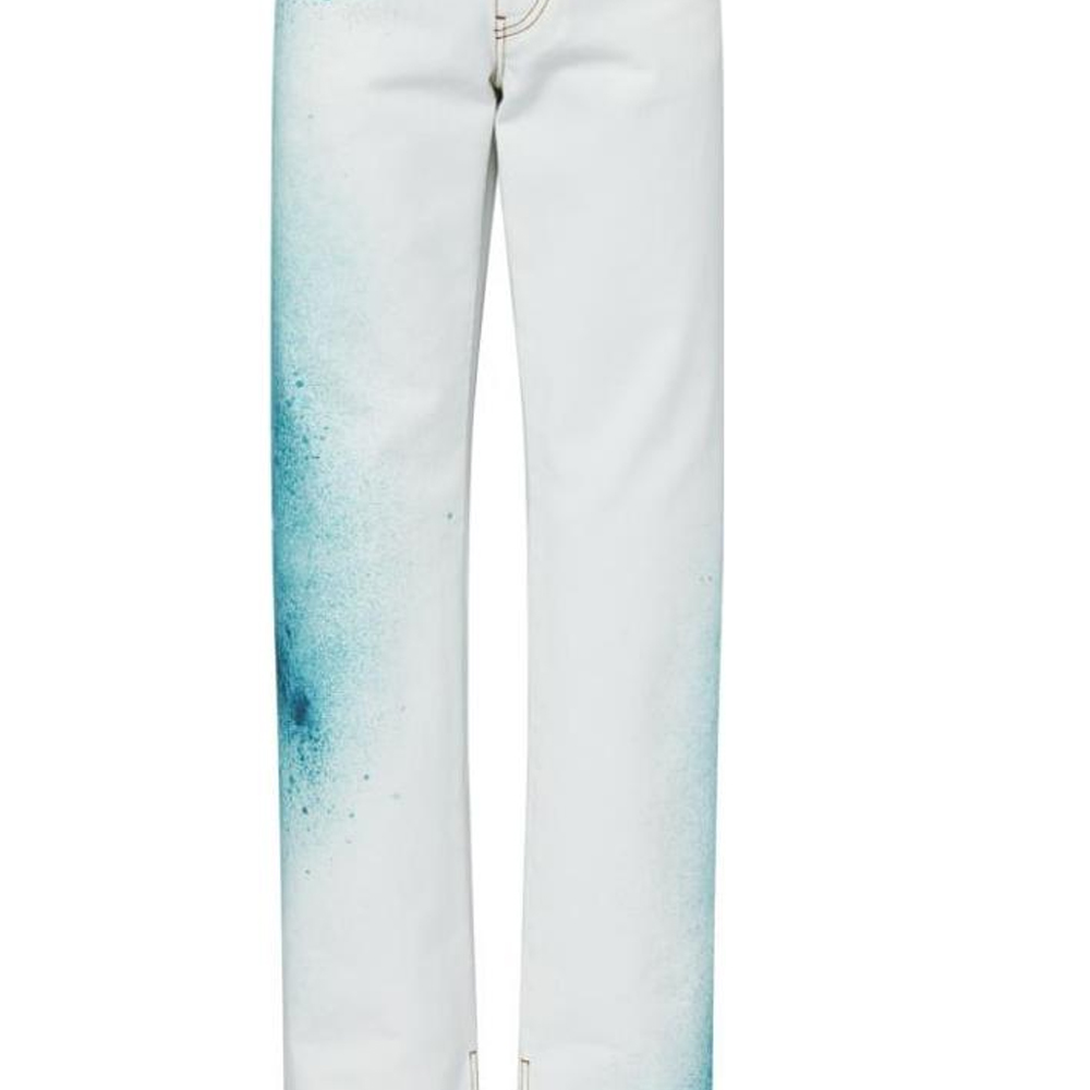 Sizing LOUIS VUITTON  White Logo Printed Washed Loose Straight Jeans. 1AATIL