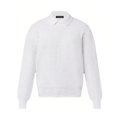 Louis Vuitton White Loose-Fit Knit Pullover Long-Sleeve Sweater 1ABXZK
