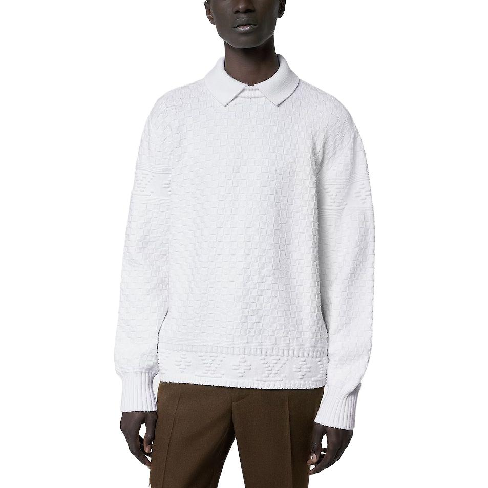 Lookbook ルイヴィトン ホワイト ルーズフィット ニット プルオーバー 長袖セーター 1ABXZK