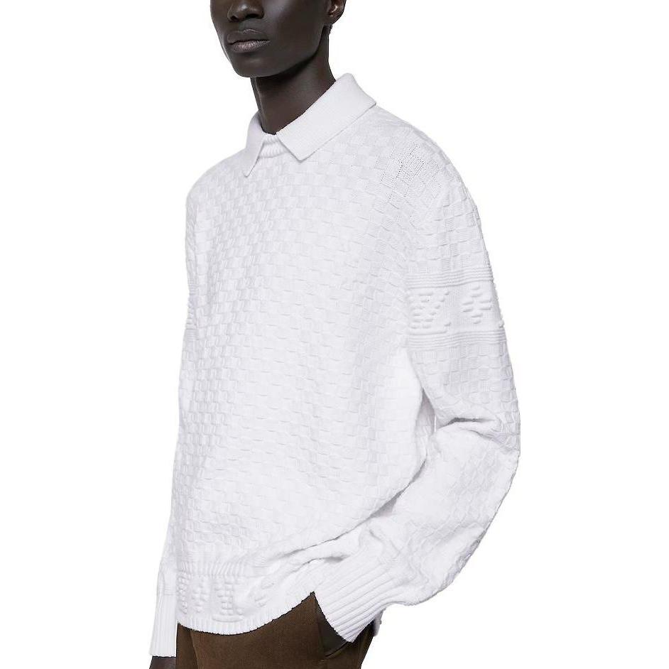 Shop ルイヴィトン ホワイト ルーズフィット ニット プルオーバー 長袖セーター 1ABXZK