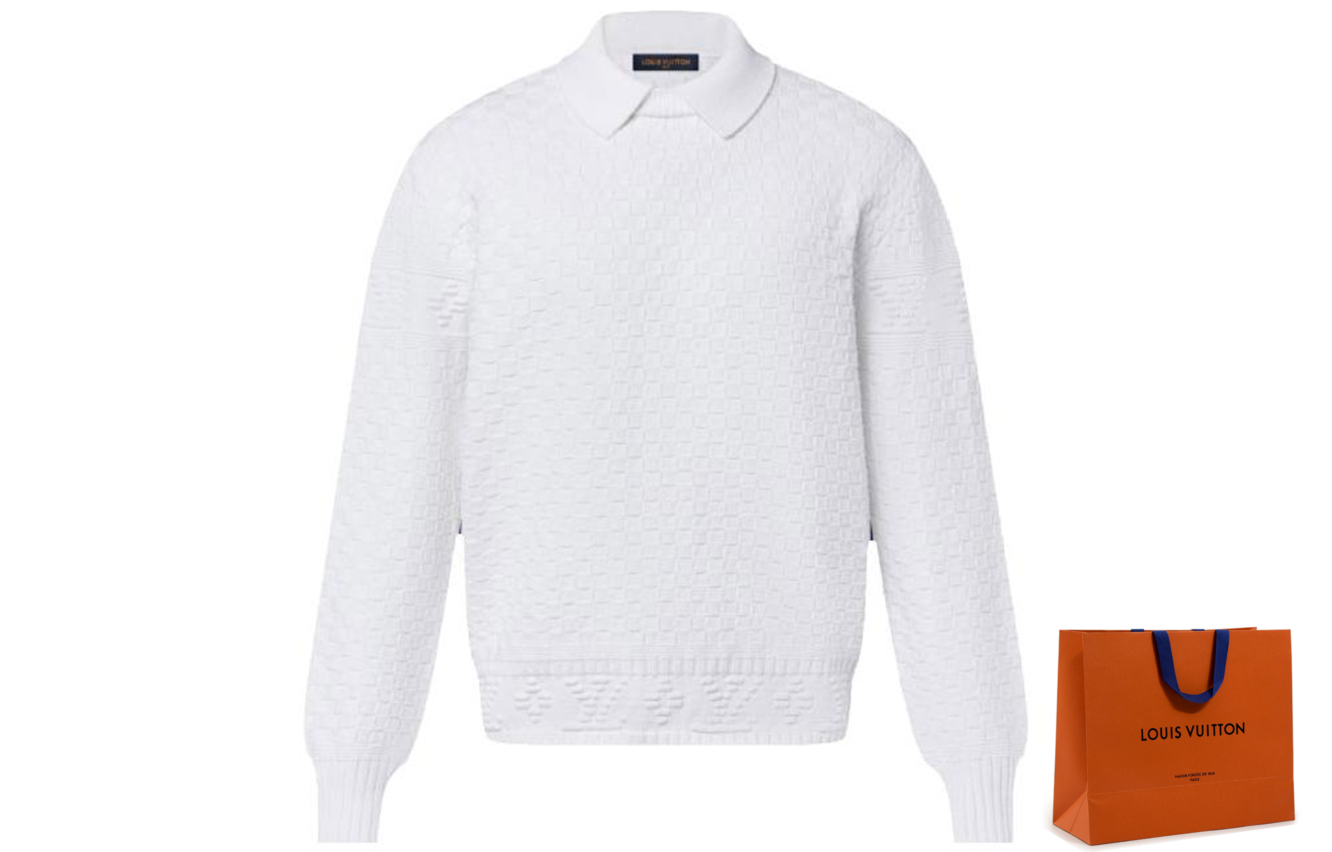 Purchase ルイヴィトン ホワイト ルーズフィット ニット プルオーバー 長袖セーター 1ABXZK