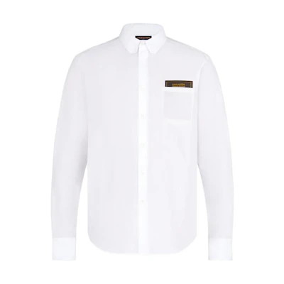 LOUIS VUITTON White Slim Fit Long Sleeve Poplin Shirt with Collar. 1A7Y1J