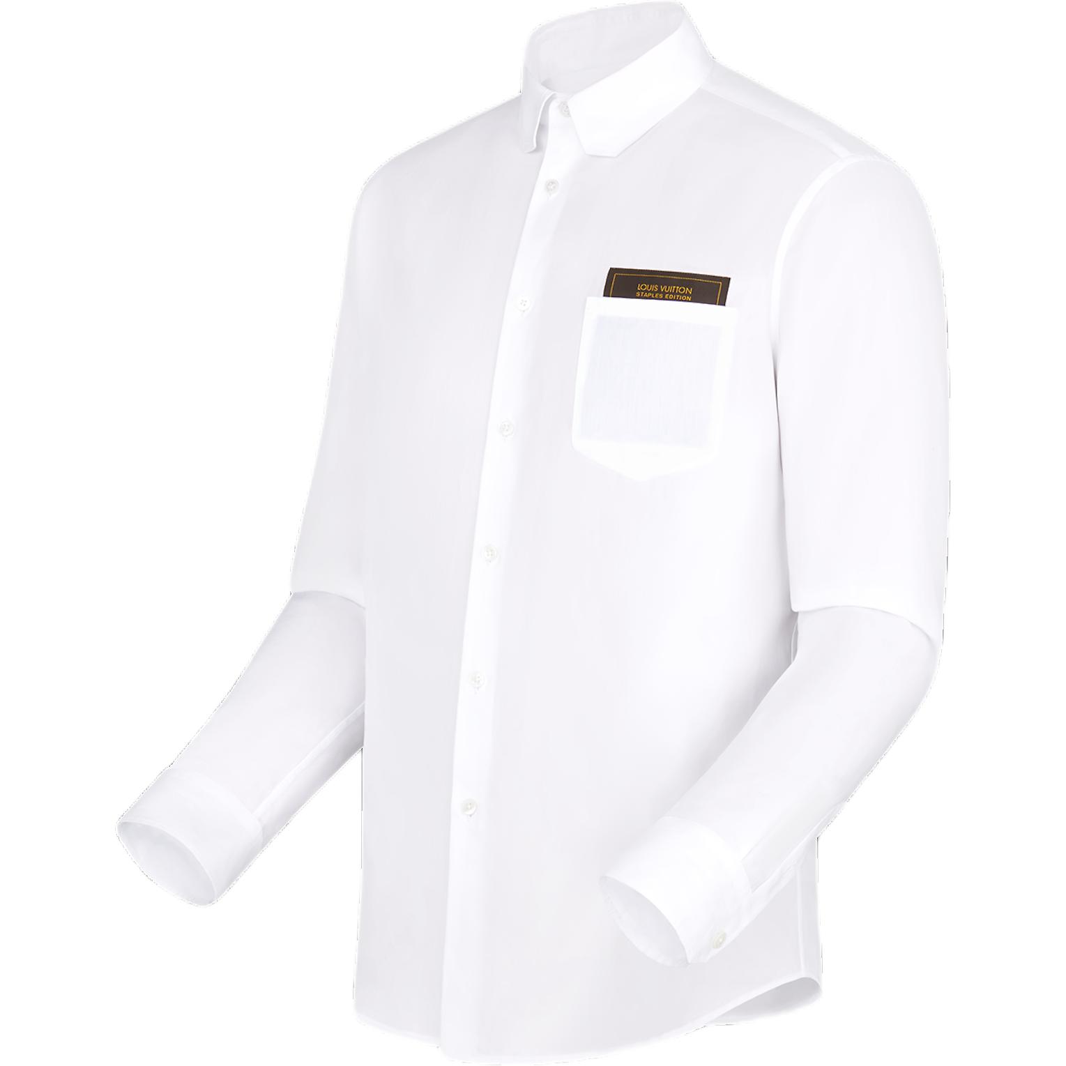 Shop 루이비통 화이트 슬림핏 긴소매 포플린 셔츠 컬러 디테일. 1A7Y1J
