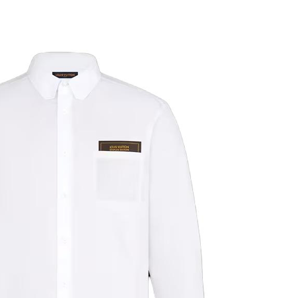 Purchase 루이비통 화이트 슬림핏 긴소매 포플린 셔츠 컬러 디테일. 1A7Y1J