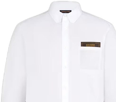 루이비통 화이트 슬림핏 긴소매 포플린 셔츠 컬러 디테일. 1A7Y1J Sizing 루이비통 화이트 슬림핏 긴소매 포플린 셔츠 컬러 디테일. 1A7Y1J