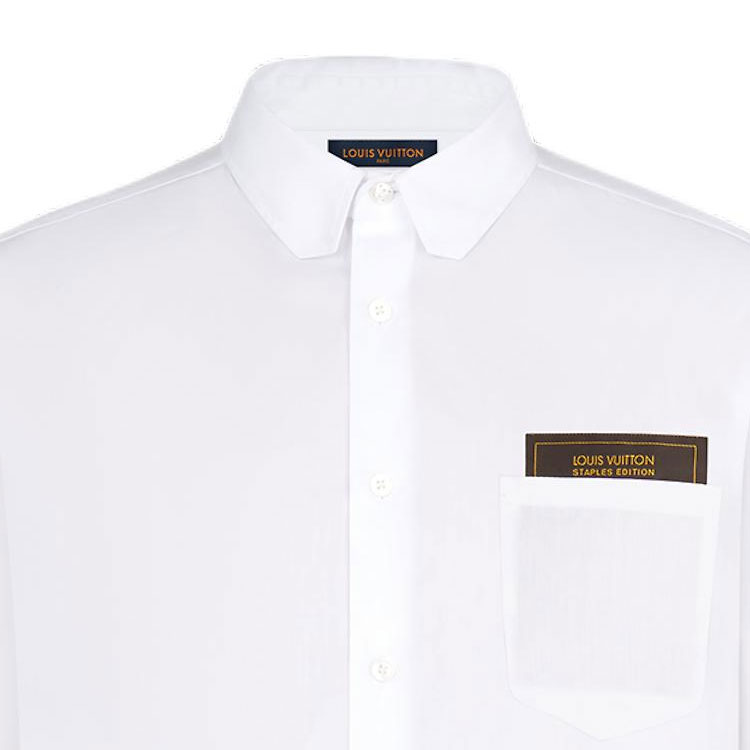 Cheap 루이비통 화이트 슬림핏 긴소매 포플린 셔츠 컬러 디테일. 1A7Y1J