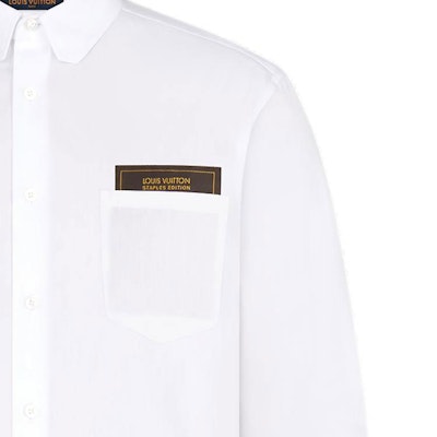 루이비통 화이트 슬림핏 긴소매 포플린 셔츠 컬러 디테일. 1A7Y1J 1