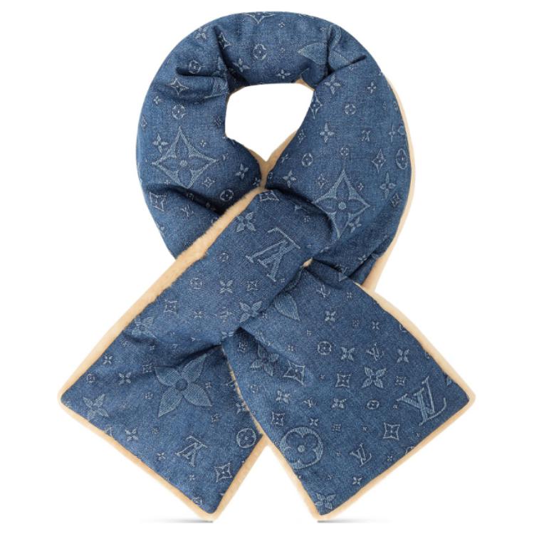 Order 路易威登 蓝色羊毛Logo围巾 LVU49N74