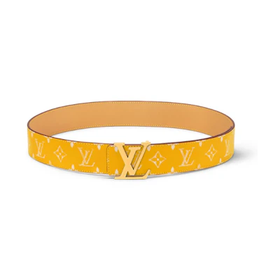 LOUIS VUITTON Yellow Leather Belt Solid Design 4cm Wide M8458U
