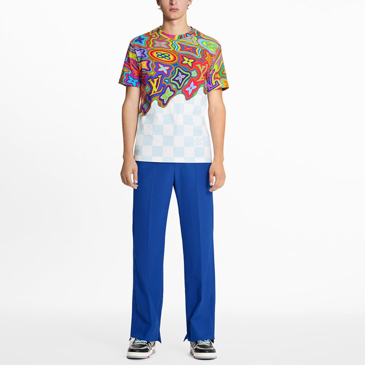 Louis Vuitton Abstract Print Crew Neck Short Sleeve T-Shirt Men Multicolor 1A8P12 圖 3