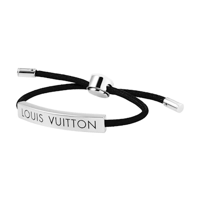 Louis Vuitton Adjustable Nylon Stainless Steel Bracelet Black Unisex Couples. M00273