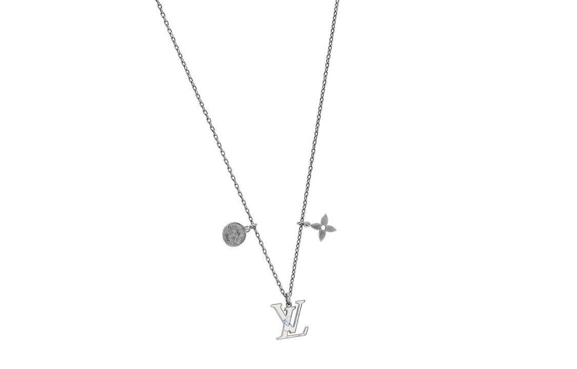 Louis Vuitton Aged Brass Logo Marble Pendant Necklace Unisex Couples Style M00317 圖 3