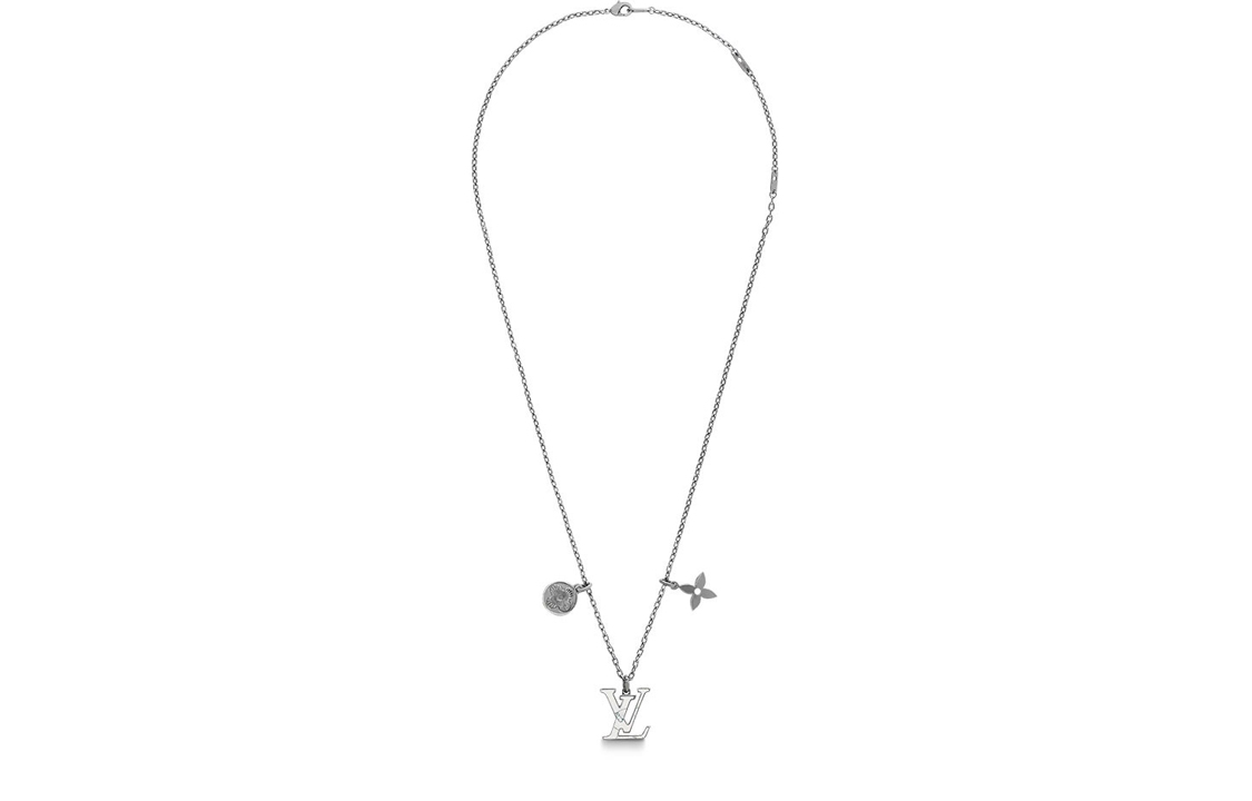 Louis Vuitton Aged Brass Logo Marble Pendant Necklace Unisex Couples Style M00317 圖 4