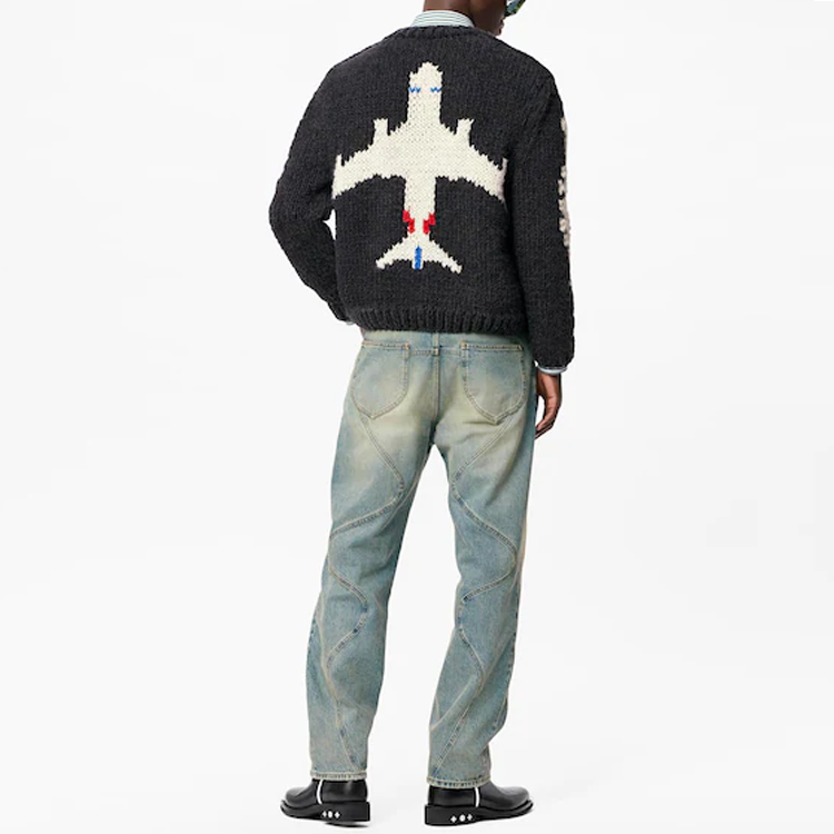 Shop Louis Vuitton Airplane Graphic Wool Pullover Sweater in Gray. 1A97D5