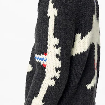 Louis Vuitton Airplane Graphic Wool Pullover Sweater in Gray. 1A97D5 Details for Louis Vuitton Airplane Graphic Wool Pullover Sweater in Gray. 1A97D5