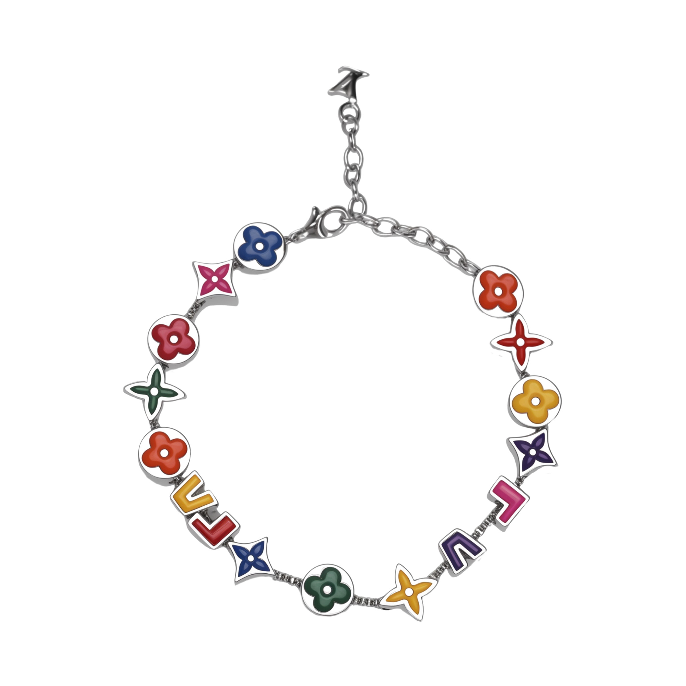 LOUIS VUITTON Alphabet Design Bracelet Unisex Couple Style Multicolor. M1545A