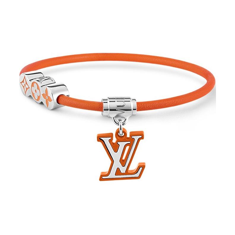 LOUIS VUITTON Alphabet Design Metal Bracelet Unisex Orange Couple Style M8570D