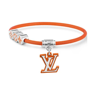 LOUIS VUITTON Alphabet Design Metal Bracelet Unisex Orange Couple Style M8570D