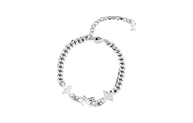 LOUIS VUITTON Alphabet Metal Bracelet Silver for Men. M1407A 圖 2