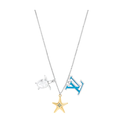LOUIS VUITTON Aquatics Metallic Silver Necklace for Men M00280