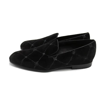 LV Auteuil Velvet Loafers 'Black with Silver Logo Lines'