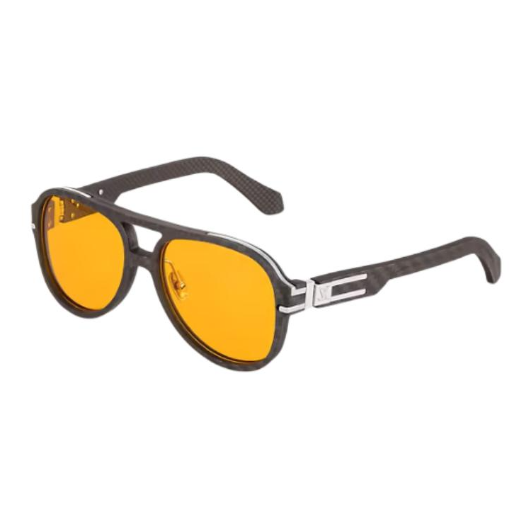 LOUIS VUITTON Aviator Sunglasses Brown Metal Carbon Fiber with Logo. Z2508U