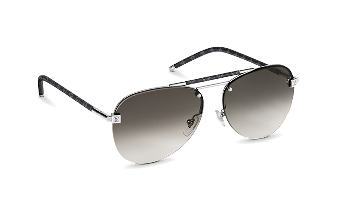 Louis Vuitton Aviator Sunglasses Silver for Men with Monogram Alloy Design. Z1109E
