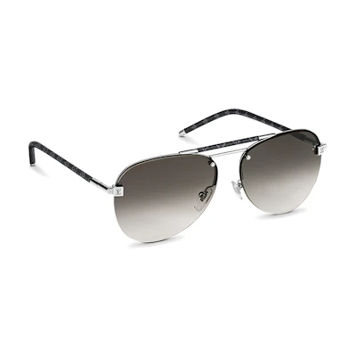 Louis Vuitton Aviator Sunglasses Silver for Men with Monogram Alloy Design. Z1109E