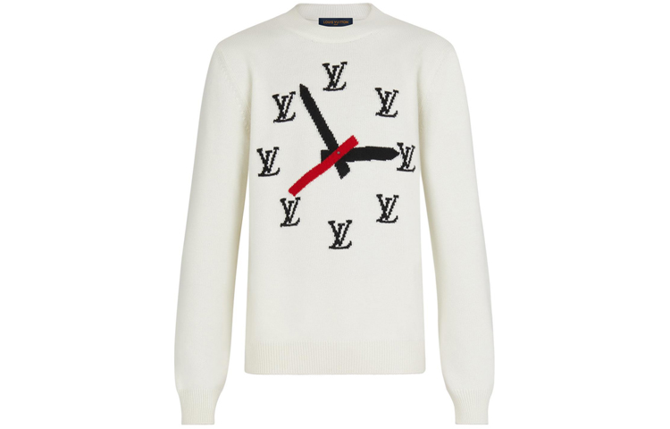 Order Suéter de punto beige Louis Vuitton Clock Crewneck. 1A8P4C
