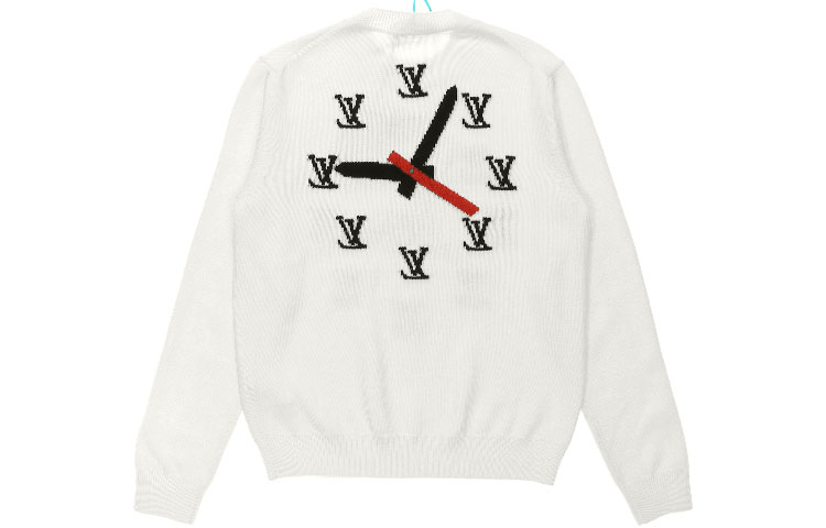 Lookbook Suéter de punto beige Louis Vuitton Clock Crewneck. 1A8P4C