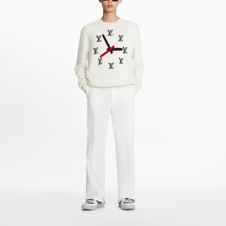 Shop Suéter de punto beige Louis Vuitton Clock Crewneck. 1A8P4C
