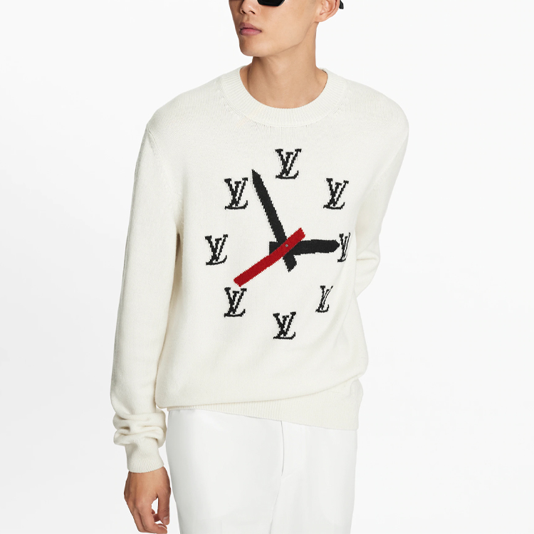 Purchase Suéter de punto beige Louis Vuitton Clock Crewneck. 1A8P4C