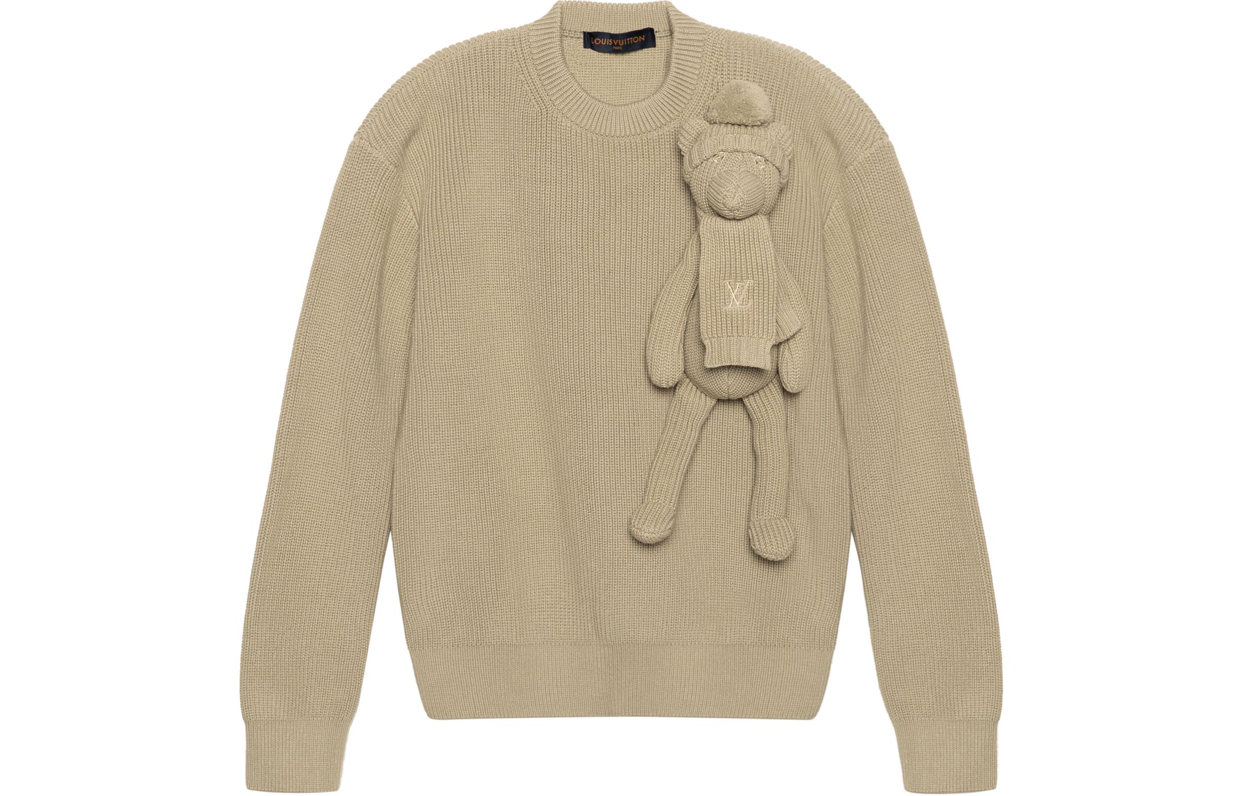 Louis Vuitton Beige Crew Neck Long Sleeve Knit Sweater 1A8P3Y