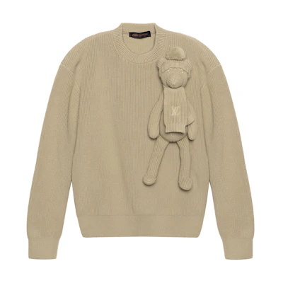 Louis Vuitton Beige Crew Neck Long Sleeve Knit Sweater 1A8P3Y