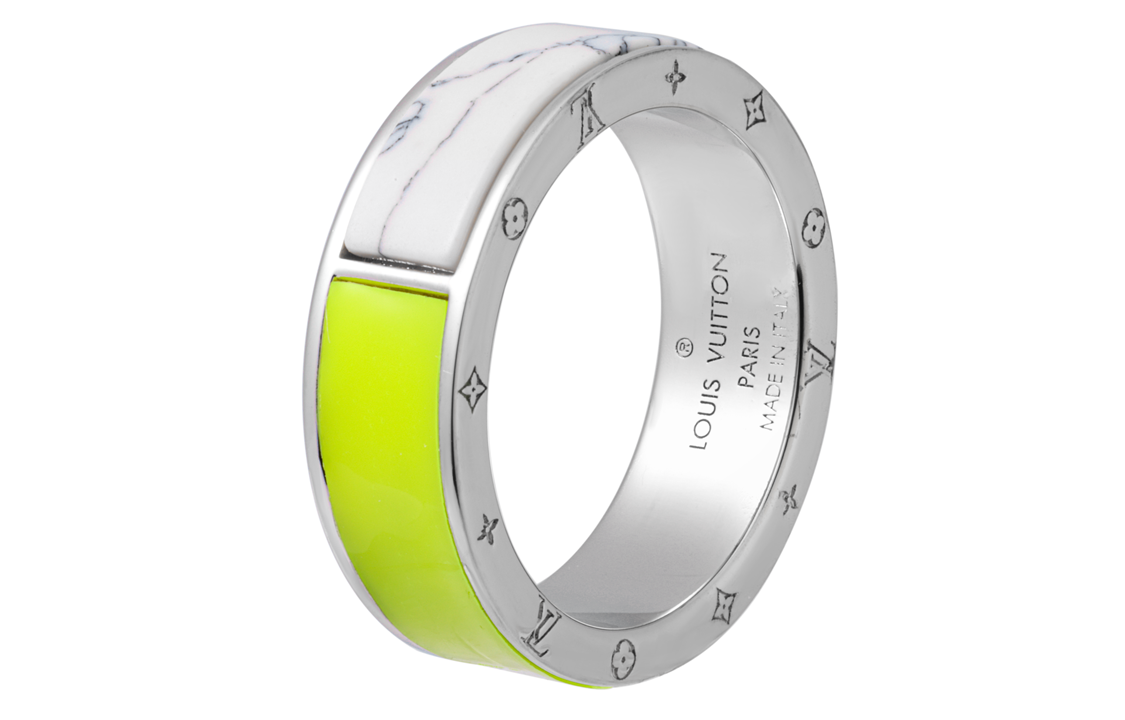 Order Anillo LOUIS VUITTON Berg LV Metal Multicolor Verde Fluorescente Unisex Parejas. M00518