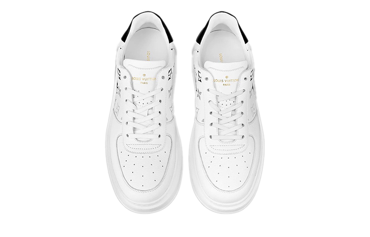 Lookbook Louis Vuitton Beverly Hills Sneakers 'Putih dengan Monogram Kelabu Hitam' 1A8F0T