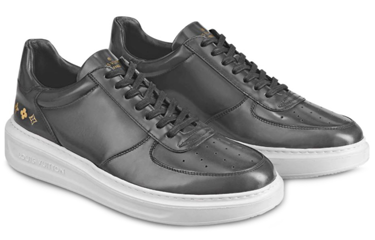 Lookbook 路易威登Beverly Hills低幫漆皮小牛皮時尚板鞋男款煤灰色