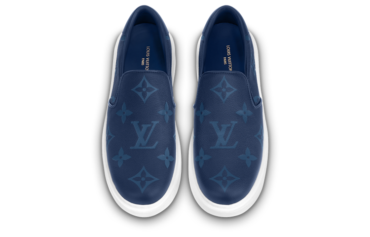 Shop 路易威登比佛利山莊皮革套穿飾釦便鞋藍色