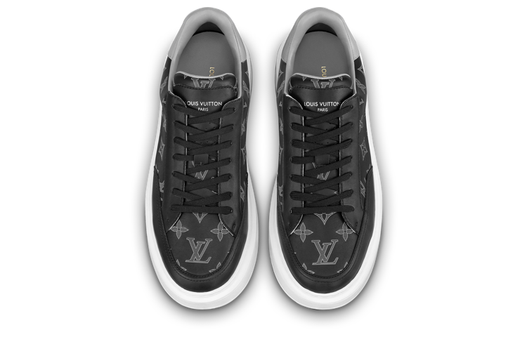 Shop LOUIS VUITTON Beverly Hills 皮革 低筒綁帶 時尚板鞋 男款 黑色