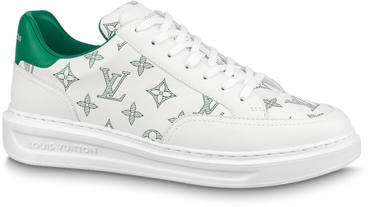 LOUIS VUITTON Beverly Hills 皮革 印花 低筒繫帶 流行板鞋 男款 白綠色 Lookbook LOUIS VUITTON Beverly Hills 皮革 印花 低筒繫帶 流行板鞋 男款 白綠色