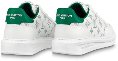 LOUIS VUITTON Beverly Hills 皮革 印花 低筒繫帶 流行板鞋 男款 白綠色 Purchase LOUIS VUITTON Beverly Hills 皮革 印花 低筒繫帶 流行板鞋 男款 白綠色