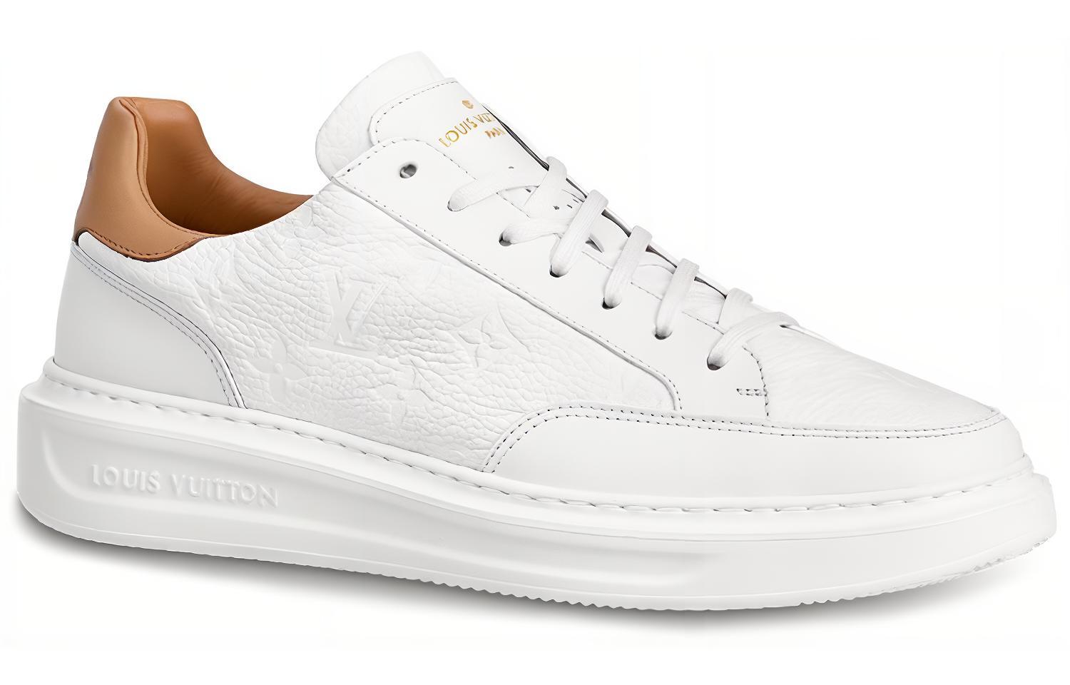 Order Louis Vuitton Beverly Hills Sepatu Putih Monogram dengan Caramel Atas 1A7WG6