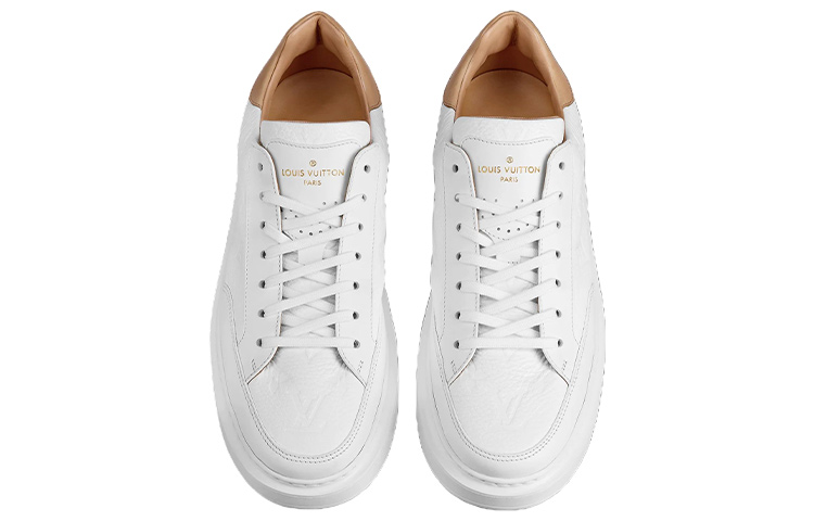 Shop LOUIS VUITTON Beverly Hills 牛皮 低筒 時尚板鞋 男款 白色