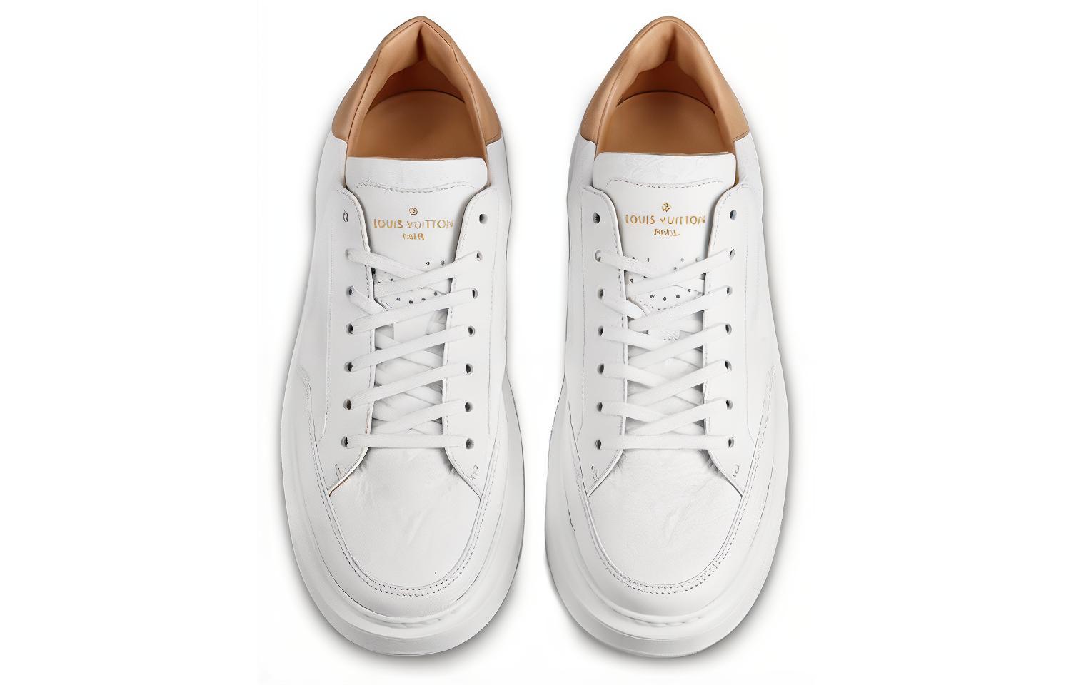Shop Louis Vuitton Beverly Hills Sepatu Putih Monogram dengan Caramel Atas 1A7WG6