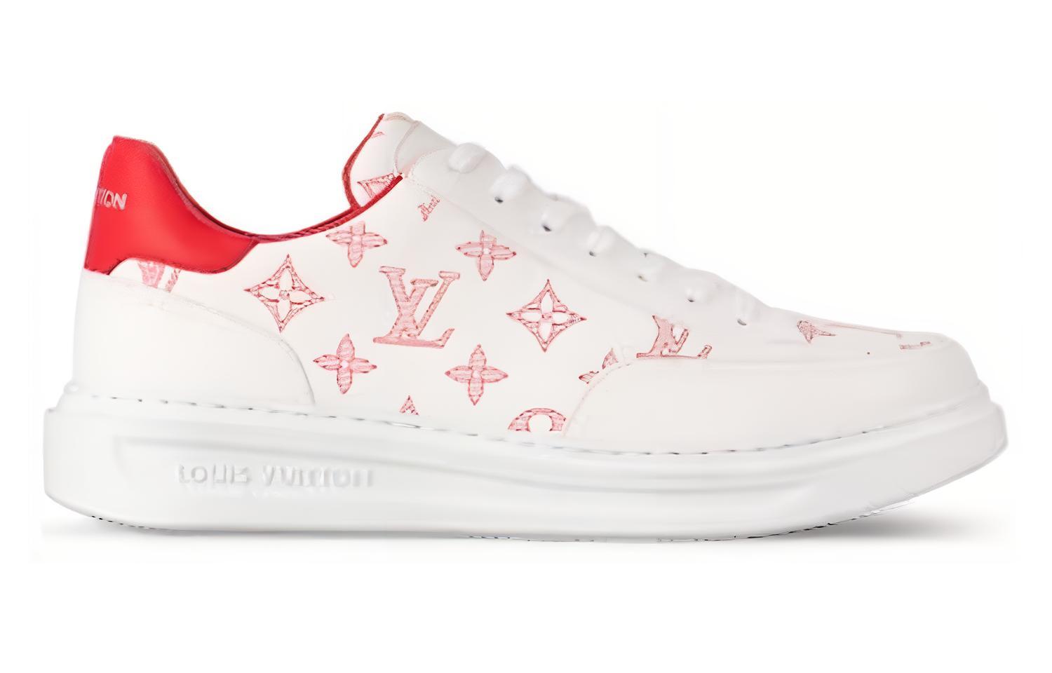 Order LOUIS VUITTON Beverly Hills 皮革 低筒系帶 時尚板鞋 男款 白紅