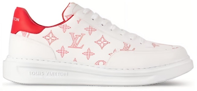 LOUIS VUITTON Beverly Hills 皮革 低筒系帶 時尚板鞋 男款 白紅 Order LOUIS VUITTON Beverly Hills 皮革 低筒系帶 時尚板鞋 男款 白紅