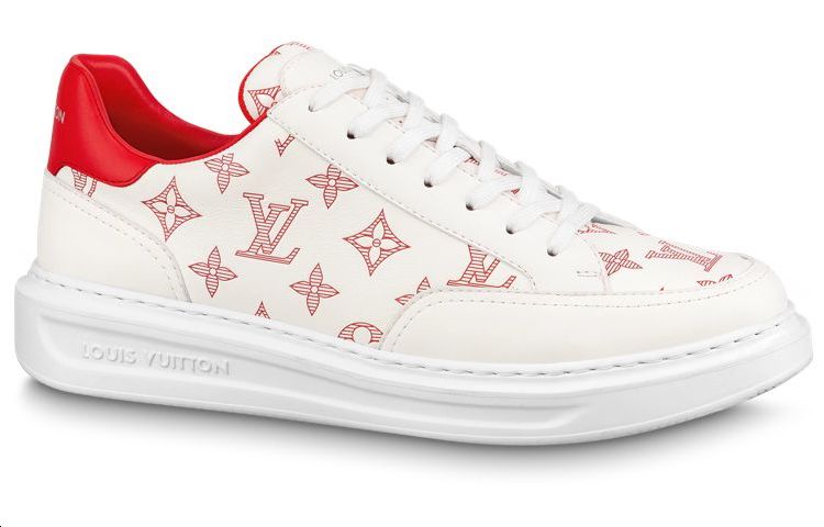 Lookbook LOUIS VUITTON Beverly Hills 皮革 低筒系帶 時尚板鞋 男款 白紅