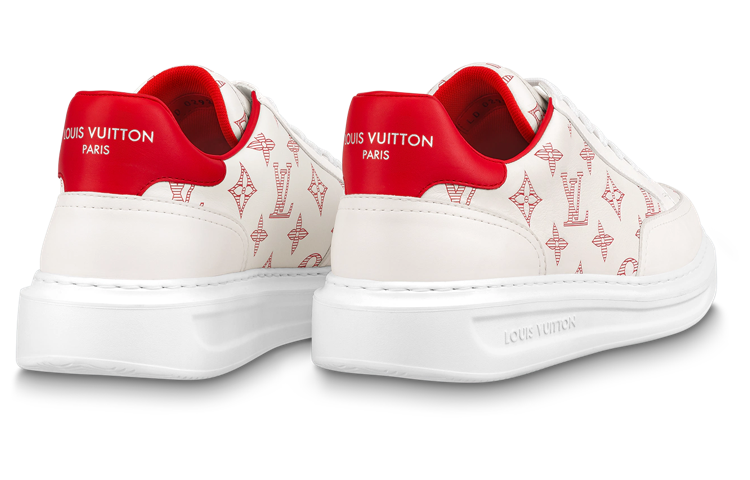 Purchase LOUIS VUITTON Beverly Hills 皮革 低筒系帶 時尚板鞋 男款 白紅